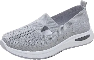 Women's Woven Orthopedic Breathable Soft Sole Tennis Shoes Men Mesh Casual Slip On Shoes Wedge Sneakers Black Tennis Shoe Loafers Casual Slip On