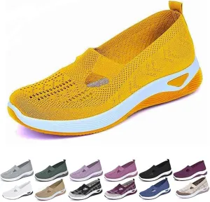 Womens Woven Orthopedic Walking Shoes, Women's Comfortable Mesh Breathable Soft Slip-on Arch Support Sports Sneakers