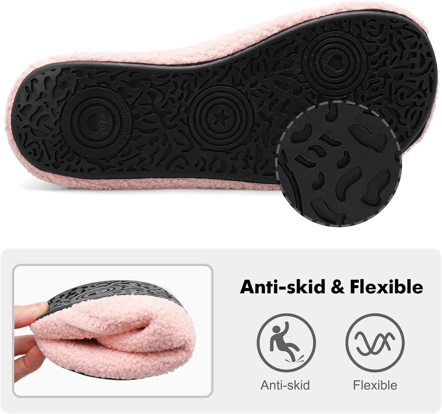 XIHALOOK House Slippers for Women Men Cozy Sock Shoes with Soft Rubber Sole Slip On for Indoor/Outdoor