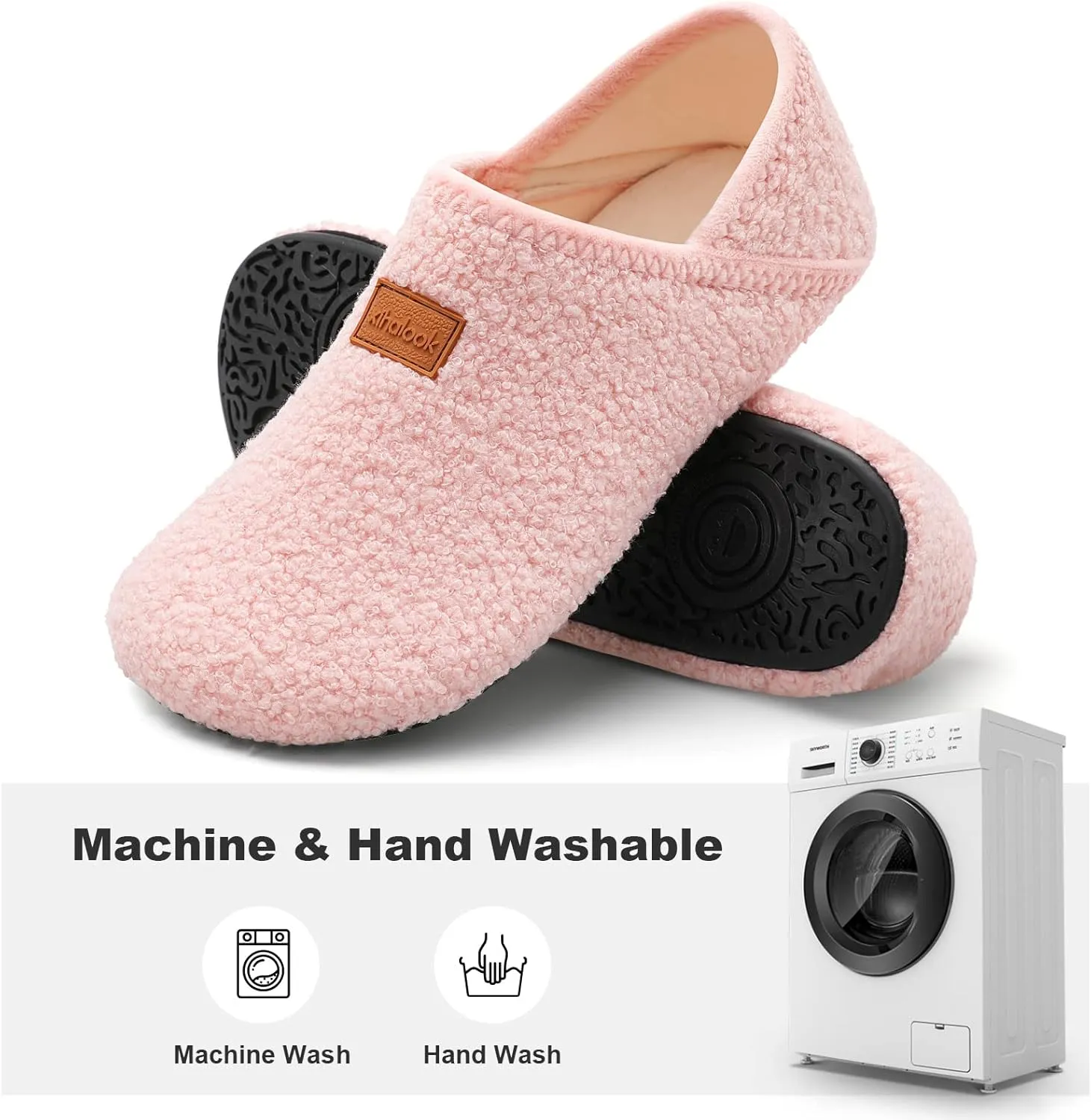 XIHALOOK House Slippers for Women Men Cozy Sock Shoes with Soft Rubber Sole Slip On for Indoor/Outdoor