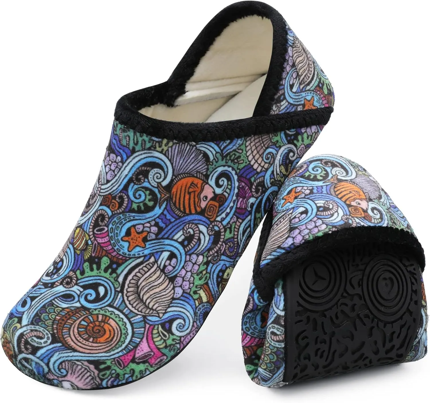 XIHALOOK House Slippers for Women Men Cozy Sock Shoes with Soft Rubber Sole Slip On for Indoor/Outdoor