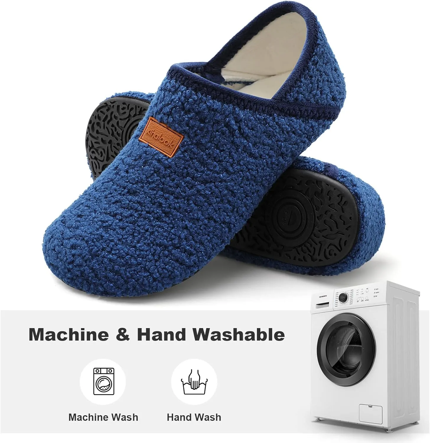 XIHALOOK House Slippers for Women Men Cozy Sock Shoes with Soft Rubber Sole Slip On for Indoor/Outdoor