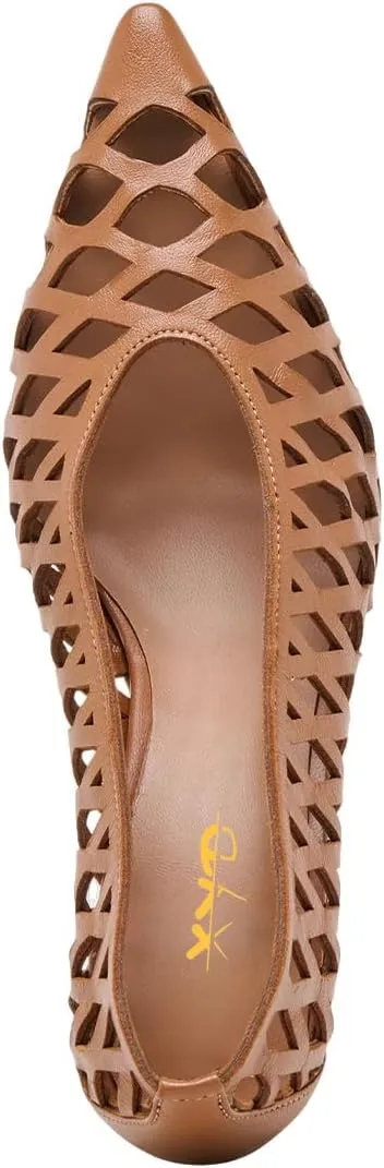 XYD Women Chunky Heels Pointed Toe Woven Pumps Slip-on Cutout Chic Office Formal Spring Summer Shoes