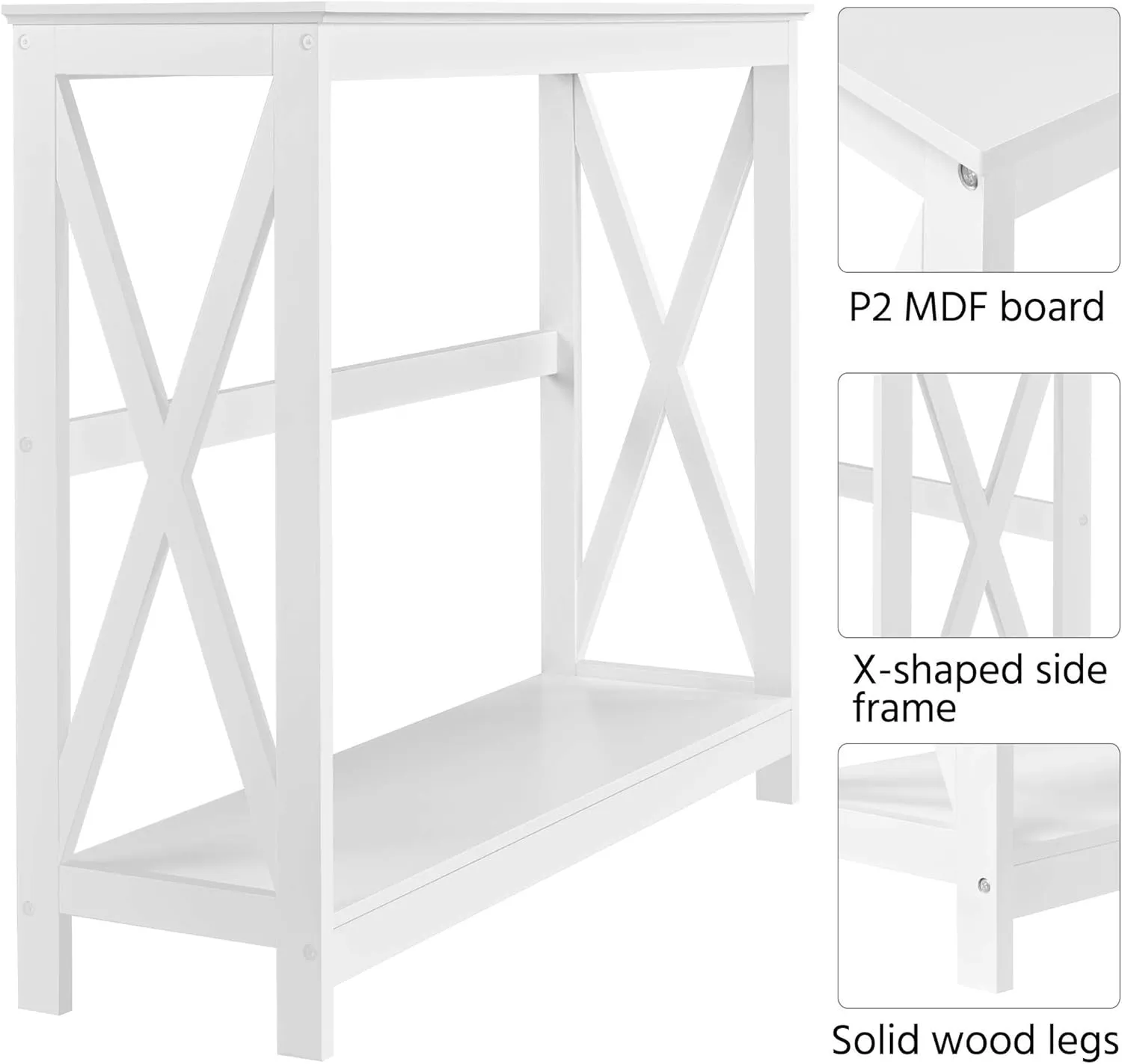 Yaheetech Wood Entryway Table, Console Table for Entryway, 2-Tier Sofa Table Accent Table w/Storage Shelf for Living Room, Hall, Foyer, White