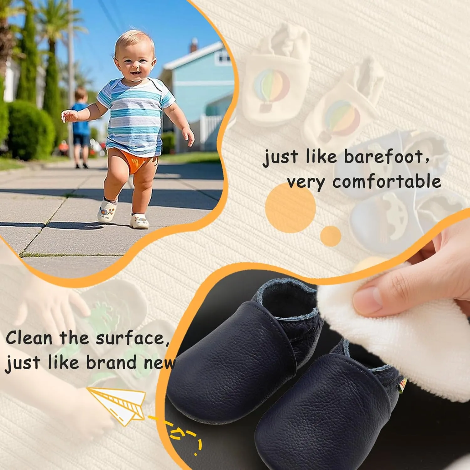 YALION Soft Leather Baby Shoes Moccasins Slip-on Boys Girls Slippers with Elastic Ankle, Anti-Slip First Walking Crib Shoes for Infant Toddlers