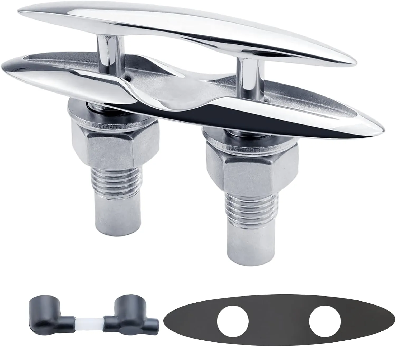 YANYUCB Pull Up Boat Cleat,316 Stainless Steel Retractable Cleat with Back Plate and Lock Nuts(5 inch,6 inch)