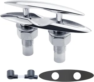 YANYUCB Pull Up Boat Cleat,316 Stainless Steel Retractable Cleat with Back Plate and Lock Nuts(5 inch,6 inch)