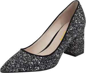 YDN Women Chunky Low Heel Pumps Pointy Toe Suede Slip On Classic Casual Block Shoes