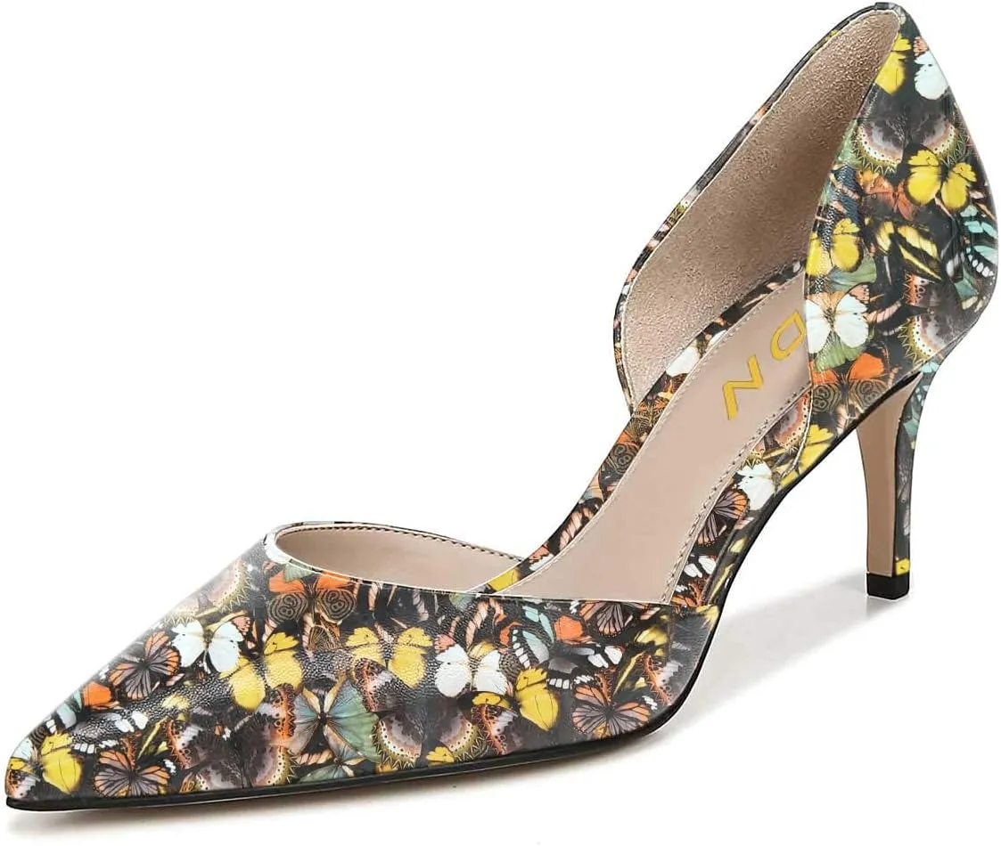 YDN Women Classic Mid Heels D'Orsay Pumps Suede Pointed Toe Slip On Dressy Stilettos Shoes Size 4-16
