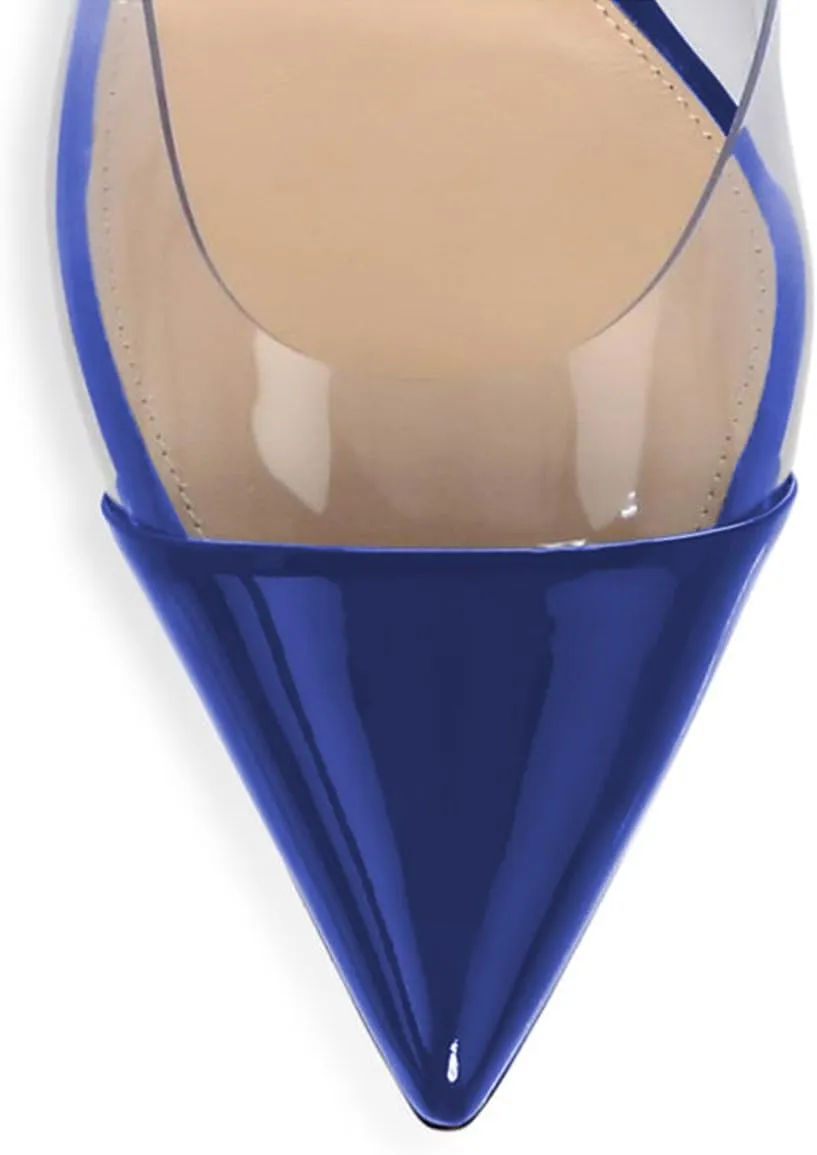 YDN Women Clear Slingback Pumps Mid Low Heels Slip on Sandals Transparent Slide Fashion Shoes
