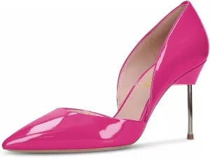 YDN Women Dressy Slip on Pumps Pointed Closed Toe D’Orsay Metal Stiletto High Heels Shoes Party Daily Size 4-15 US