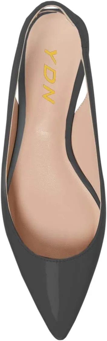 YDN Women's Pointed Toe Slingback Ballet Flats Low Heel Slide Sandals Comfortable Slip On Dress Pump Size 4 15 US
