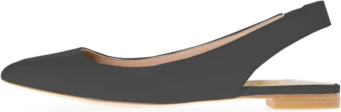 YDN Women's Pointed Toe Slingback Ballet Flats Low Heel Slide Sandals Comfortable Slip On Dress Pump Size 4 15 US