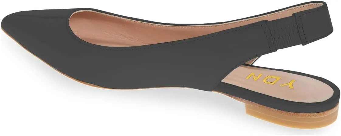 YDN Women's Pointed Toe Slingback Ballet Flats Low Heel Slide Sandals Comfortable Slip On Dress Pump Size 4 15 US