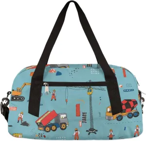 Yellow Excavator Truck Kids Duffle Bag for Boys Girls Dance Bag,Funny Big Car Sport Gym Bags Overnight Travel Bags Teen Kids Weekender Bag for School Practice Gymnastic Ballet