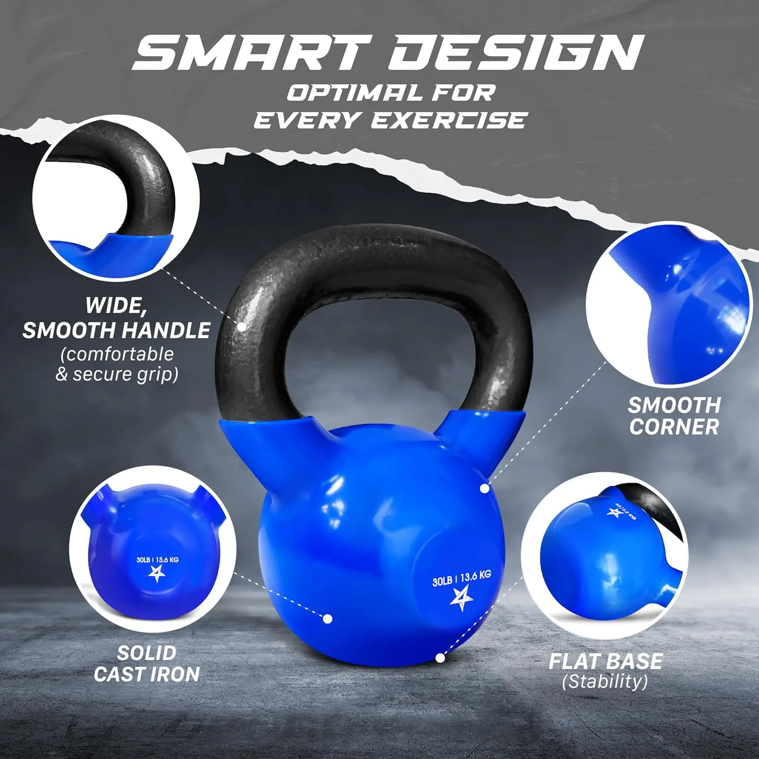 Yes4All 5-65lbs Kettlebells Vinyl Coated Cast Iron for Dumbbell Weights Exercises, Gym, Fitness, Full Body Workout Equipment Push up, Grip and Strength Training
