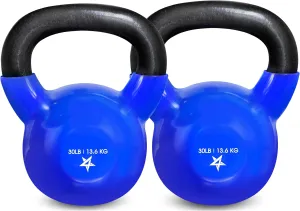 Yes4All 5-65lbs Kettlebells Vinyl Coated Cast Iron for Dumbbell Weights Exercises, Gym, Fitness, Full Body Workout Equipment Push up, Grip and Strength Training