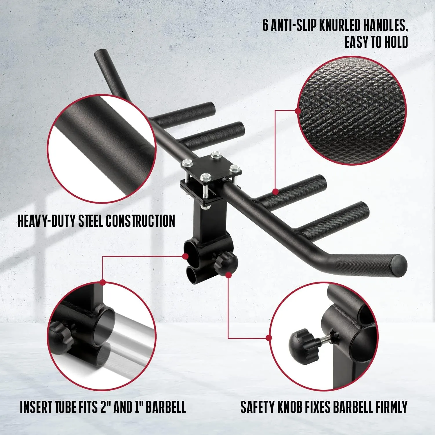 Yes4All 550LBS Multi-Grip Rowing Landmine Handle, T Bar LAT, Viking Press fits 1 & 2" Bar Sturdy Design, Easy to Install