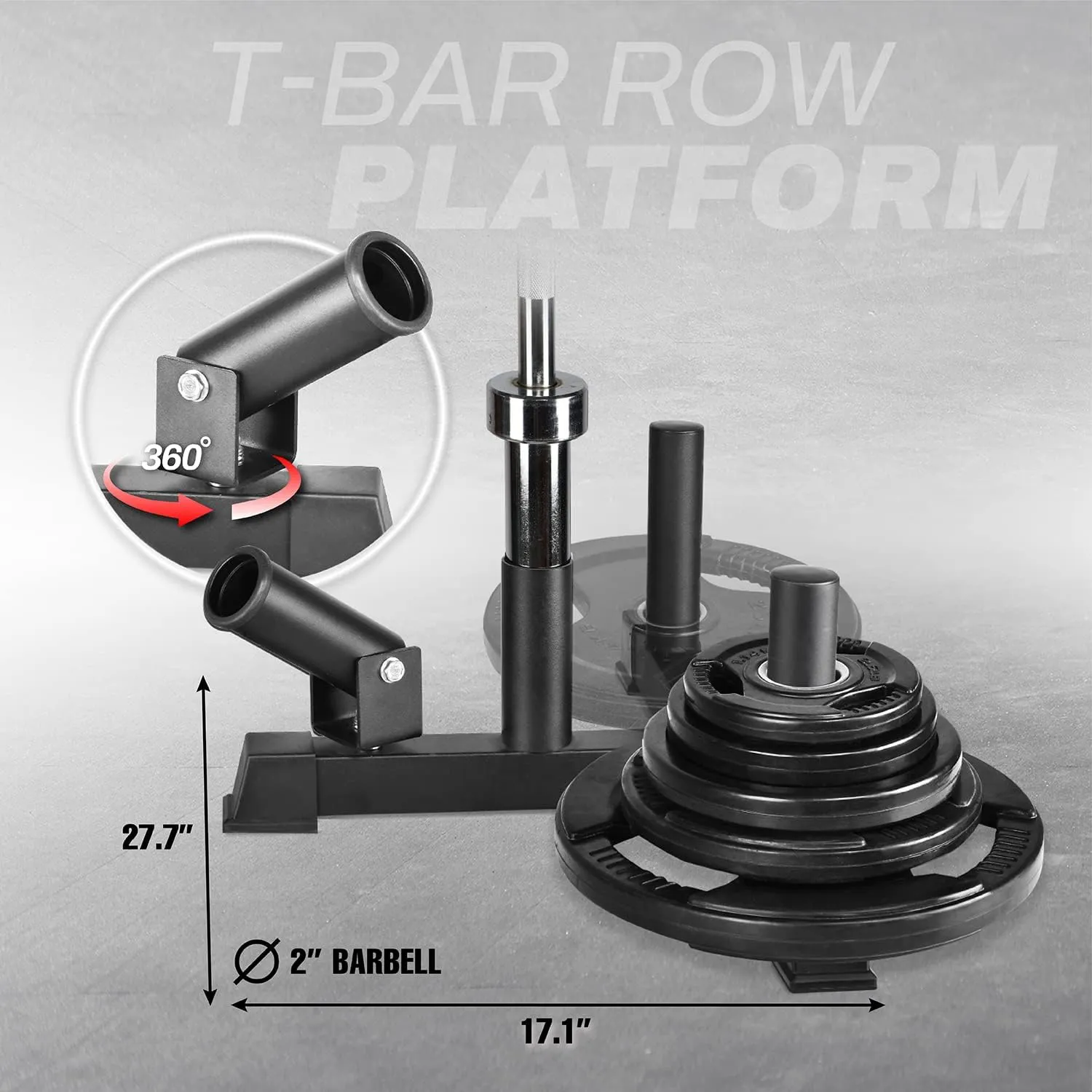 Yes4All Deluxe T-Bar Row Platform – Full 360° Swivel & Easy to Install – Fits 1” Standard and 2” Olympic Bars (8. Black - T-Bar Row Platform   Lock Jaw 1inch & 2inch)