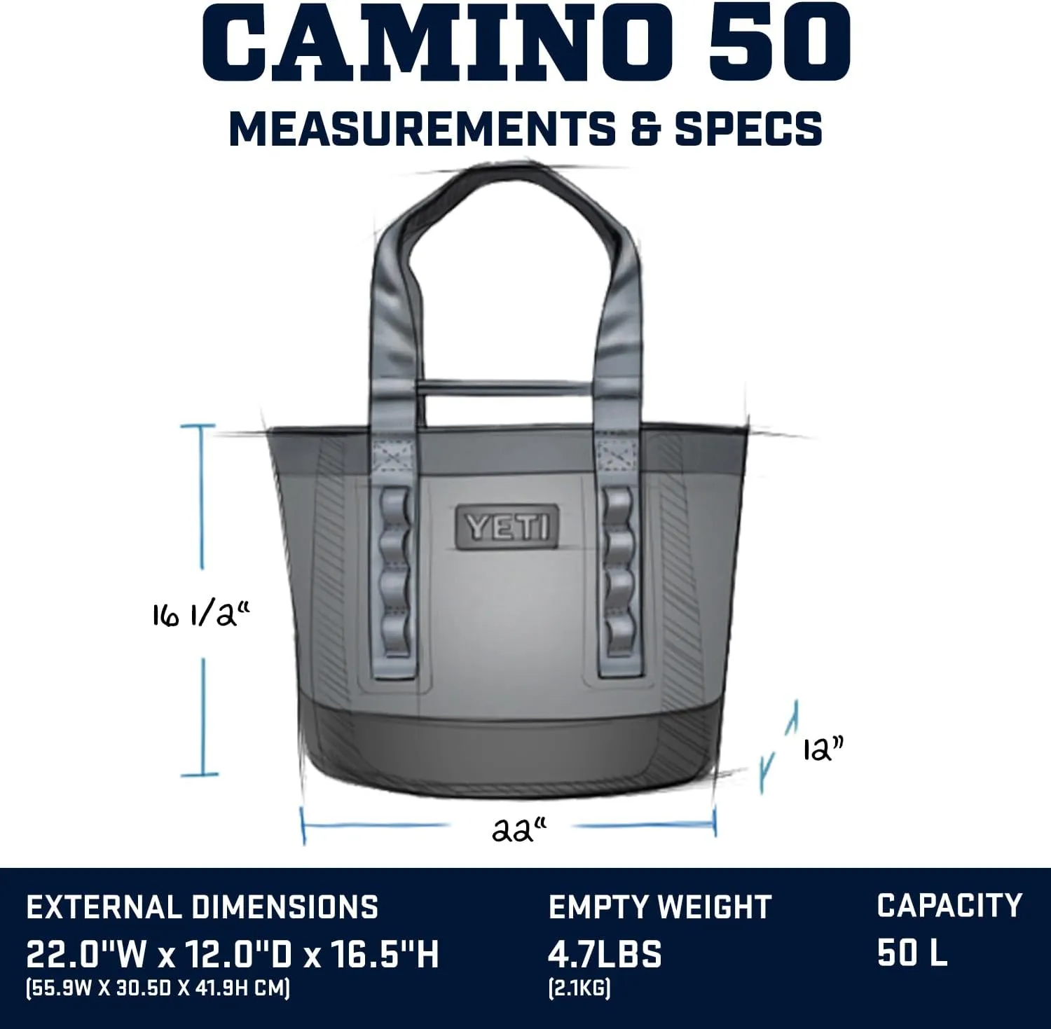 YETI Camino 50 Carryall with Internal Dividers, All-Purpose Utility, Boat and Beach Tote Bag, Durable, Waterproof