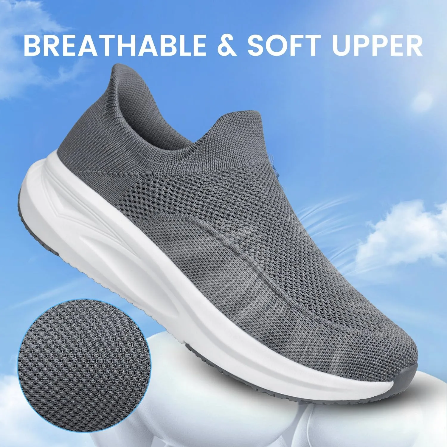 YHOON Men's Hands-Free Slip On Walking Shoes Non Slip Lightweight Comfortable Tennis Workout Sneakers