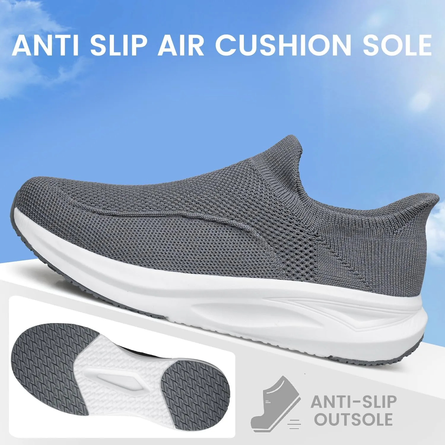 YHOON Men's Hands-Free Slip On Walking Shoes Non Slip Lightweight Comfortable Tennis Workout Sneakers