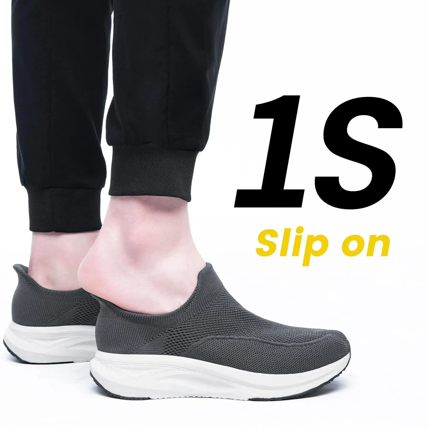 YHOON Men's Hands-Free Slip On Walking Shoes Non Slip Lightweight Comfortable Tennis Workout Sneakers