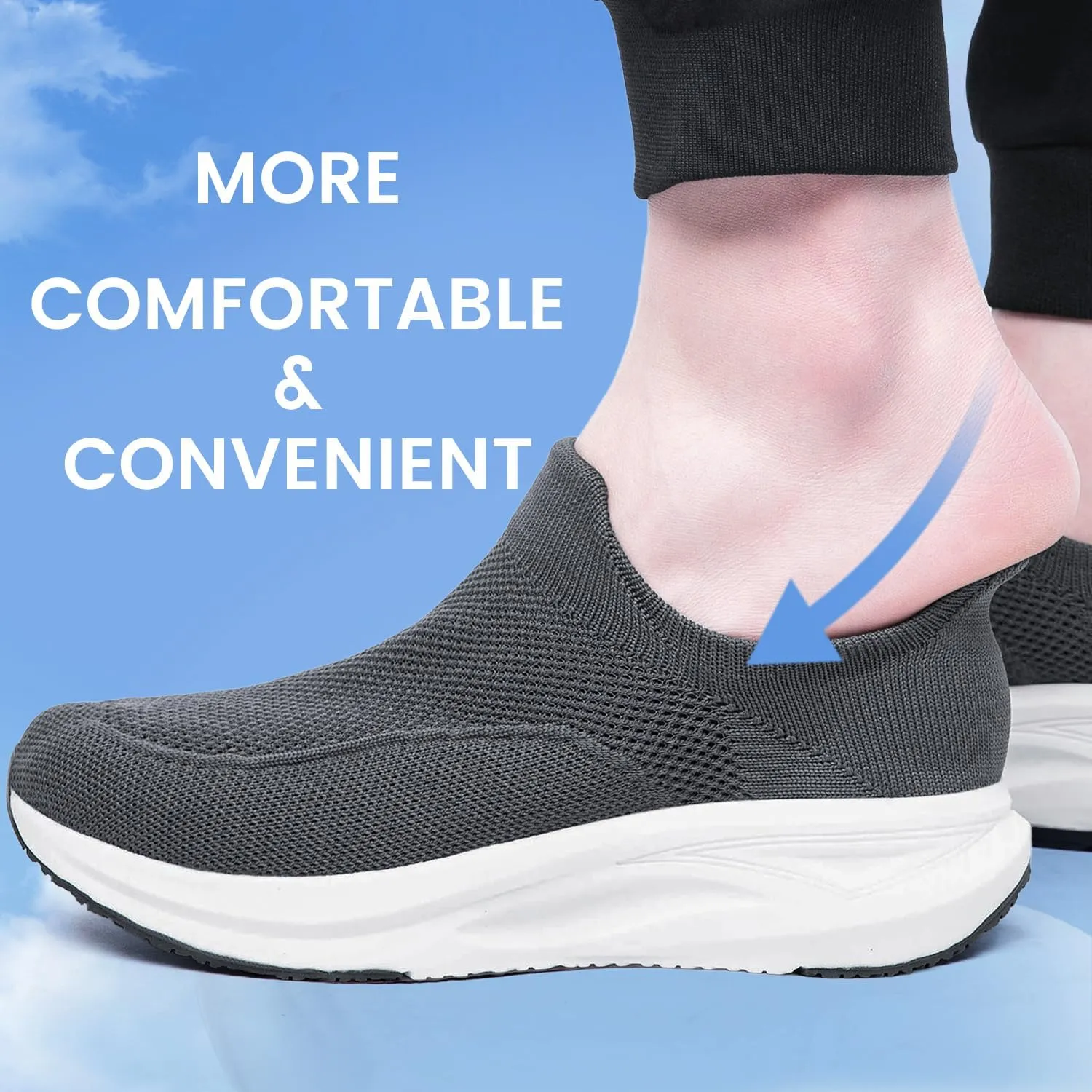 YHOON Men's Hands-Free Slip On Walking Shoes Non Slip Lightweight Comfortable Tennis Workout Sneakers