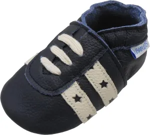 YIHAKIDS Baby Leather Shoes Soft Sole First Walking Moccasins Infants Toddler Boys Girls Crawling Slippers Slip-on Shoes with Elastic Ankle