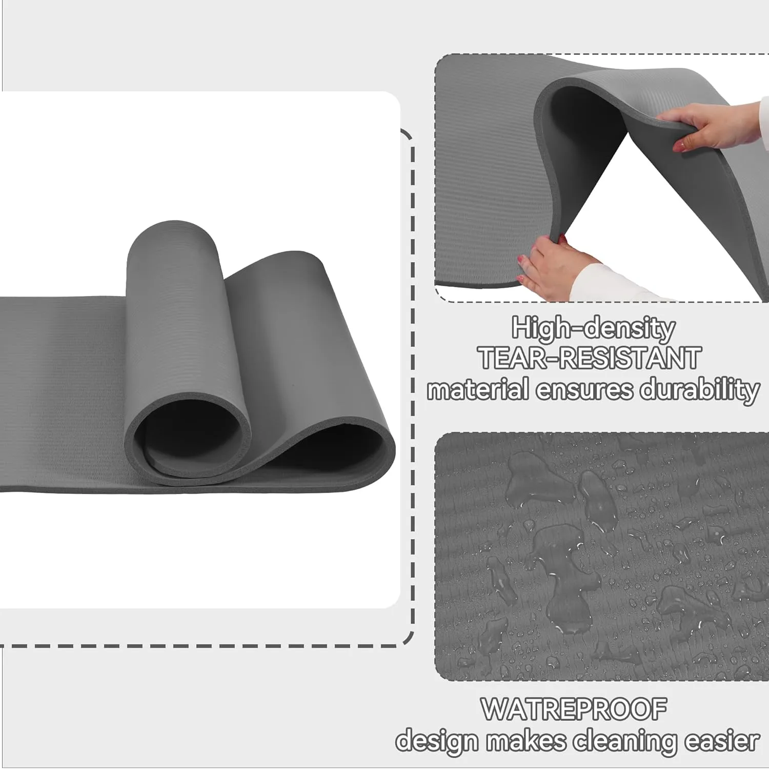 Yoga Mat, 1/2-Inch Extra Thick High Density Exercise Mat, Anti-Tear Exercise Yoga Mat with Carrying Strap, Suitable for Various Yoga Exercises