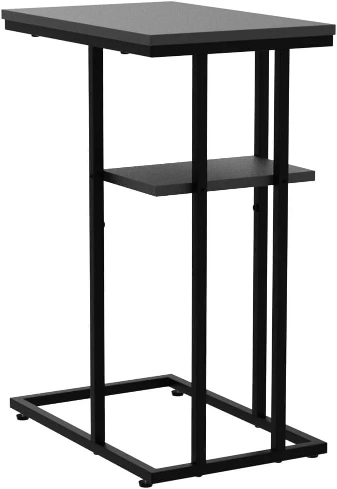 Yoobure C Shaped End Table Set of 2, Side Table Living Room, Couch Tables That Slide Under Couch Tables with Metal Frame, Rustic Snack Table for Bedroom/Small Spaces Large Desktop