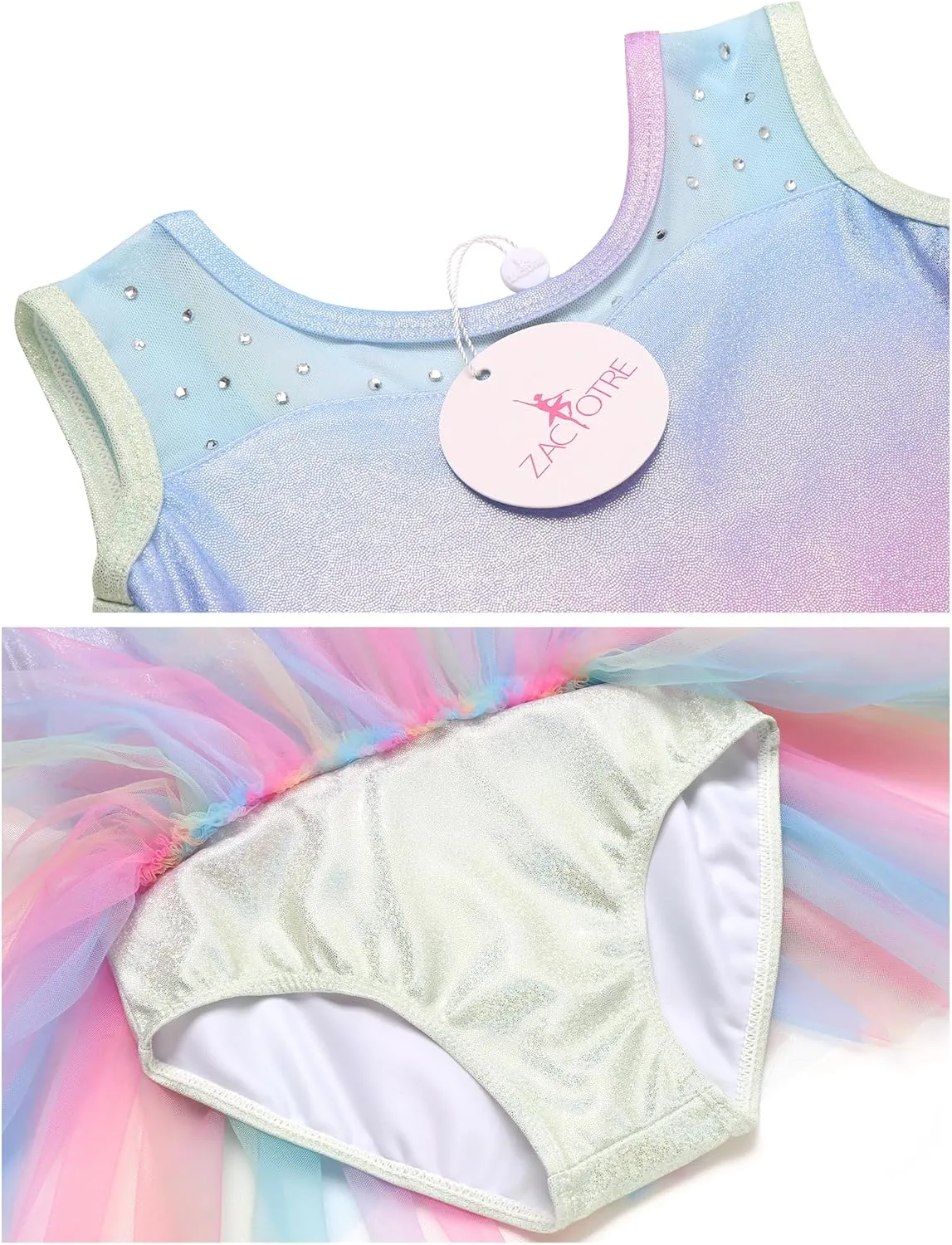 Zaclotre Girls Ballet Leotards Sparkly Sleevesless Mesh Dance Dress Tutu Ballerina Costume for Kids