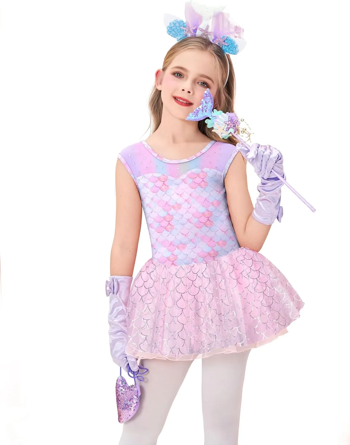 Zaclotre Girls Ballet Leotards Sparkly Sleevesless Mesh Dance Dress Tutu Ballerina Costume for Kids