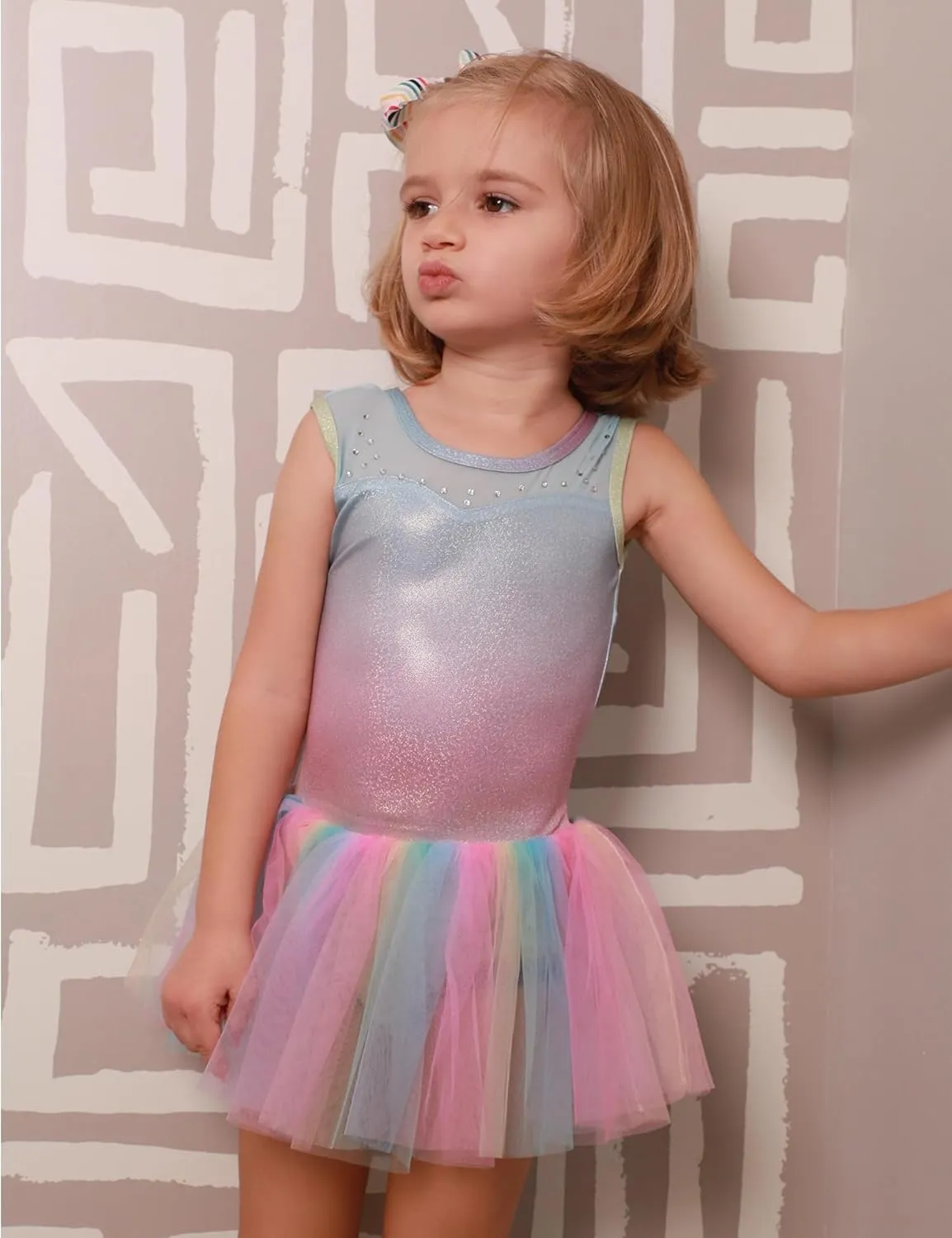 Zaclotre Girls Ballet Leotards Sparkly Sleevesless Mesh Dance Dress Tutu Ballerina Costume for Kids