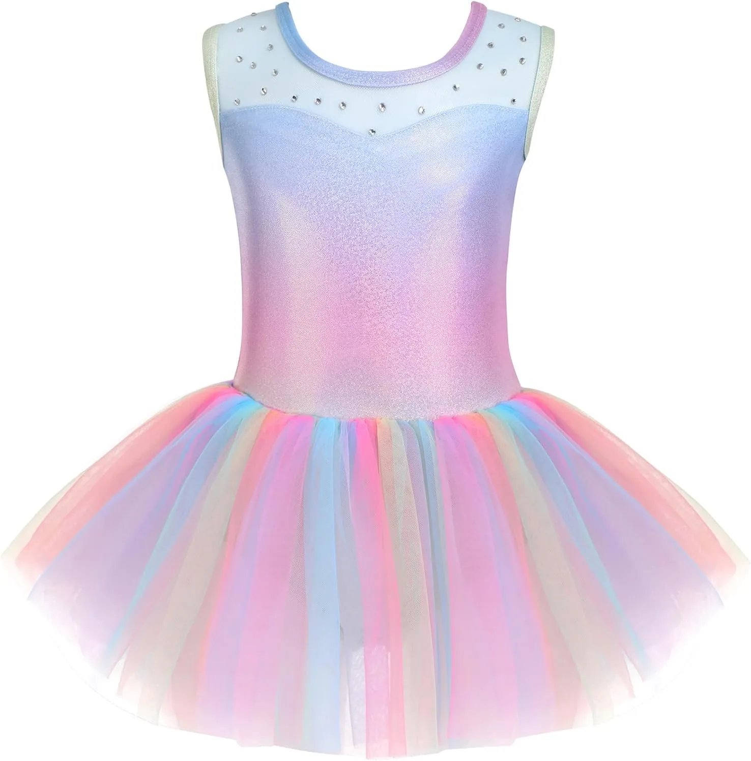Zaclotre Girls Ballet Leotards Sparkly Sleevesless Mesh Dance Dress Tutu Ballerina Costume for Kids