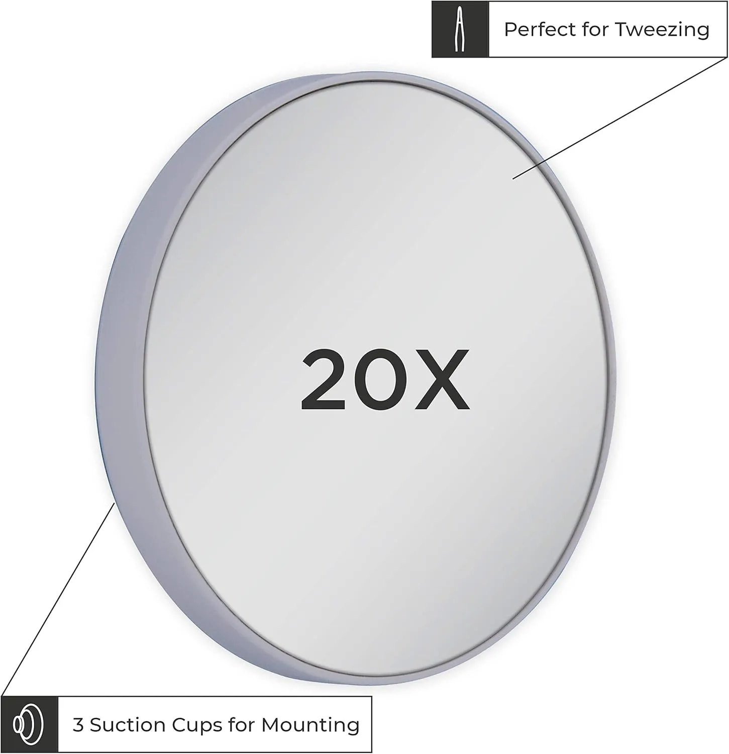 Zadro 20X Extreme Magnification Suction Cup Mirror, Gray