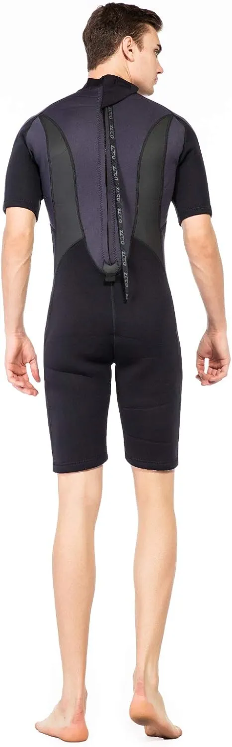 ZCCO Men's Wetsuits 1.5/3mm Premium Neoprene Back Zip Shorty Dive Skin for Spearfishing,Snorkeling, Surfing,Canoeing,Scuba Diving Suits