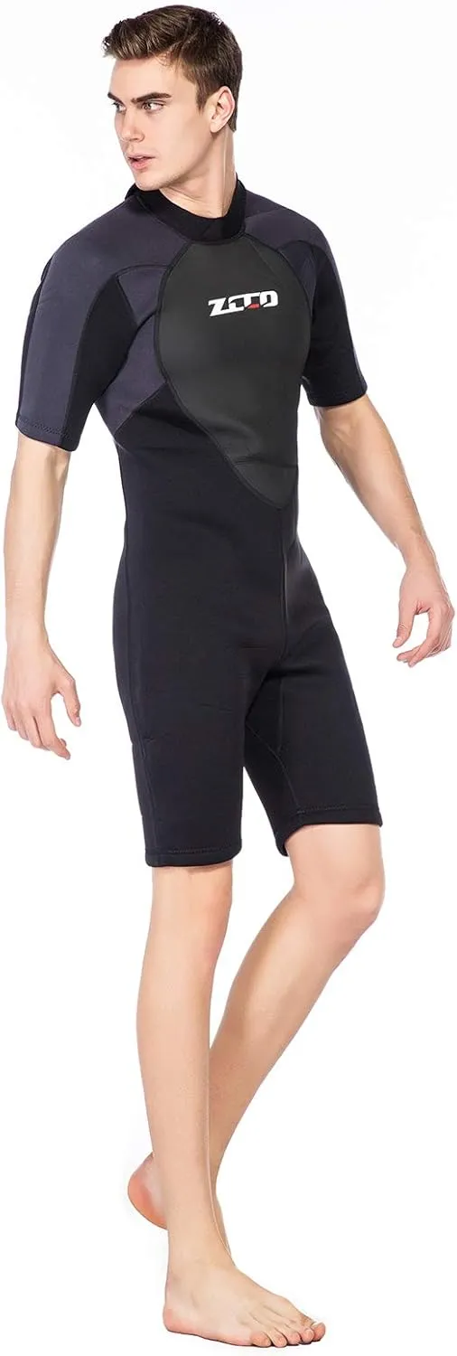 ZCCO Men's Wetsuits 1.5/3mm Premium Neoprene Back Zip Shorty Dive Skin for Spearfishing,Snorkeling, Surfing,Canoeing,Scuba Diving Suits