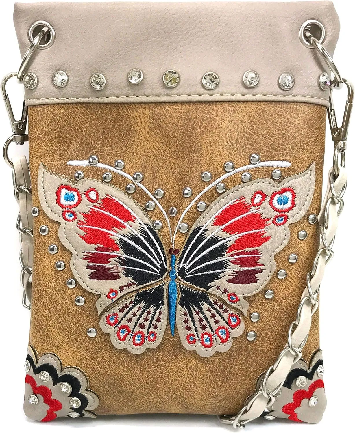 Zelris Peacock Butterfly Floral Embroidery Crossbody Small Crossbody Purse Bag