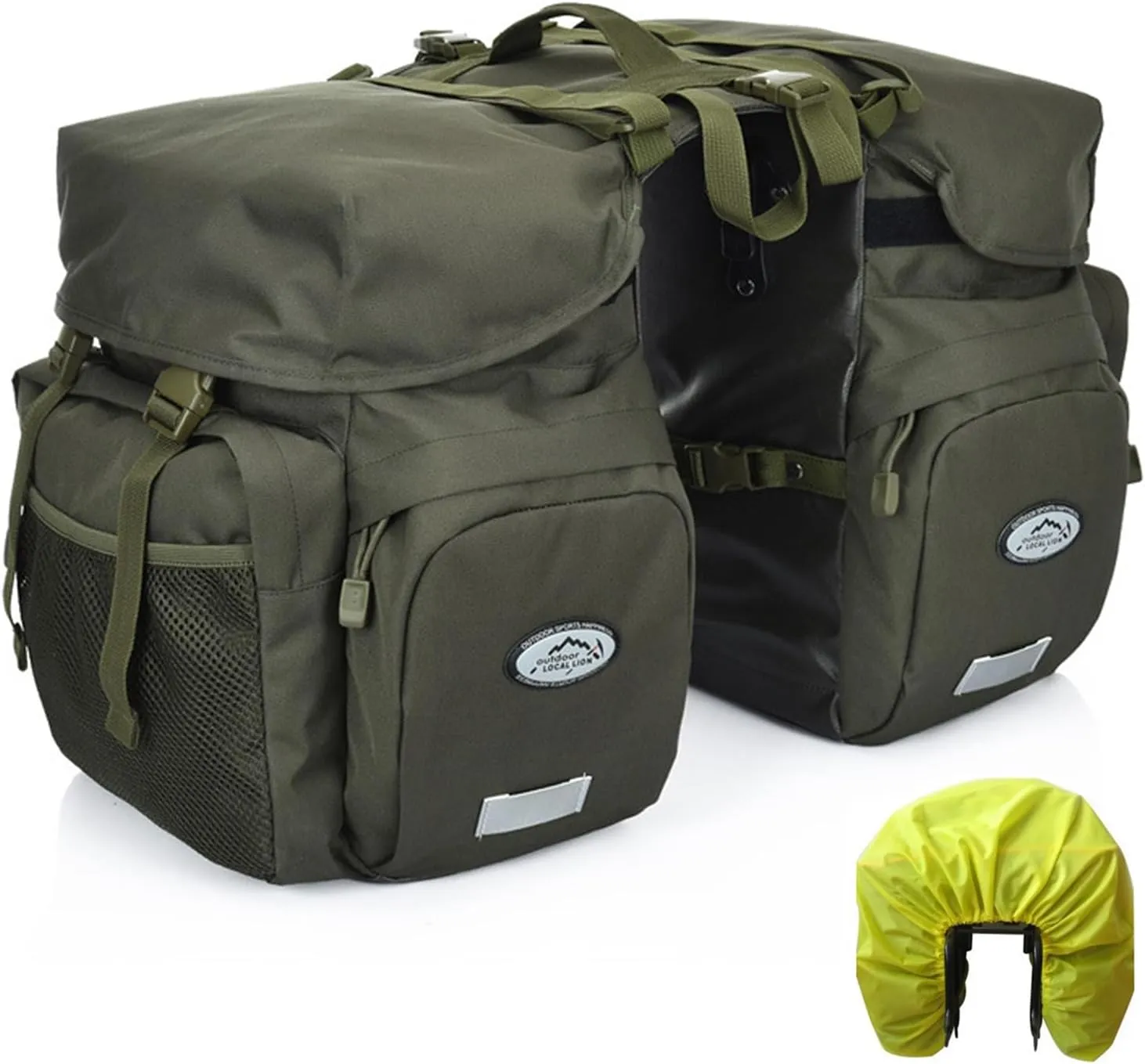 ZTZ 50L Panniers Bike Bags, Waterproof Bike Panniers Made of High-Density 600D Polyester for Durable Use, Bike Saddle Bag come with Reflective Trim and Rain Cover, Easy Organize